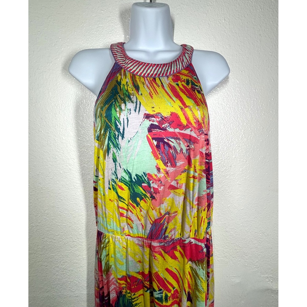 BCBGMAXAZRIA Karsen Tropical Abstract Maxi Dress Medium Bright Spring Resort NWT - Picture 9 of 10